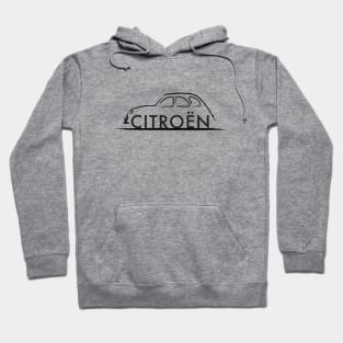 Citroen 2CV deux chevaux Black Hoodie